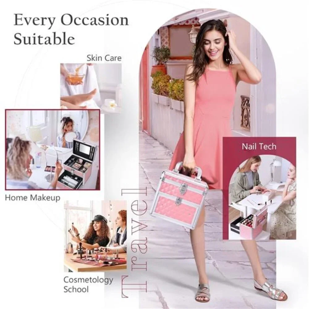 Makeup Box Makeup Train Case Cosmetic Storage Organzer